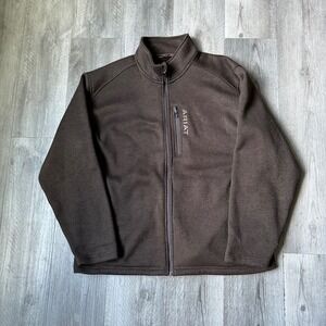Ariat Brown Fleece Jacket Zip Pockets Men's XL
